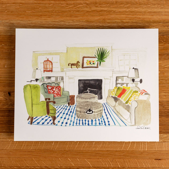 Living Room Watercolor (14" X 11")