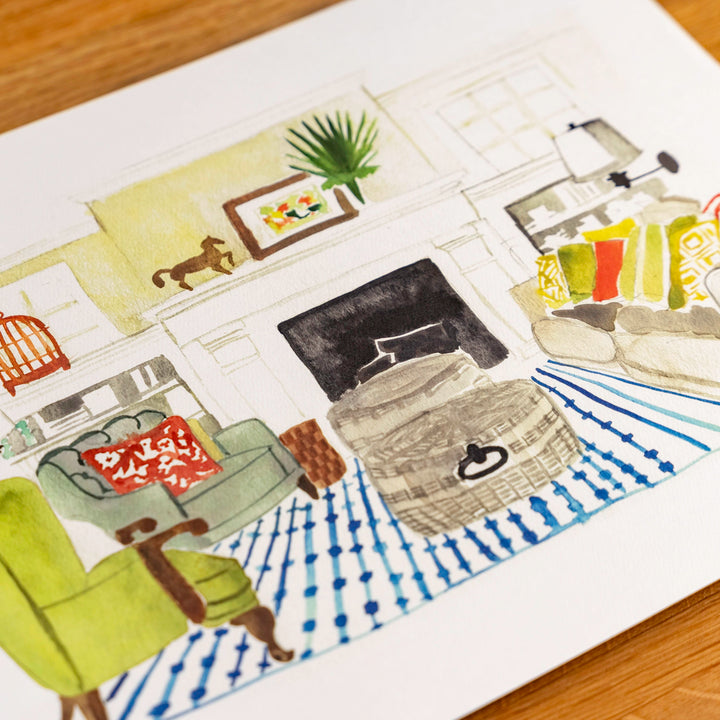 Living Room Watercolor (14" X 11")