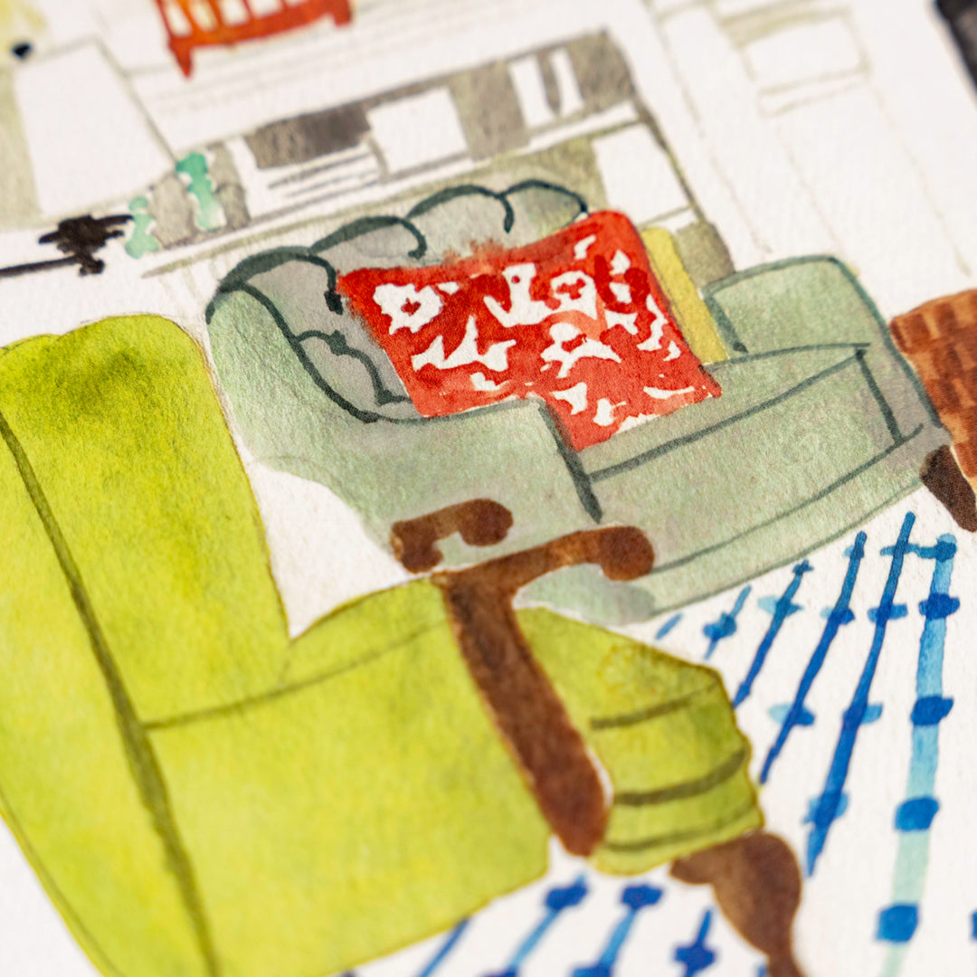 Living Room Watercolor (14" X 11")