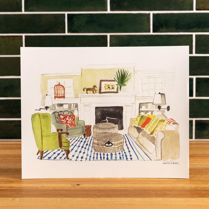 Living Room Watercolor (14" X 11")