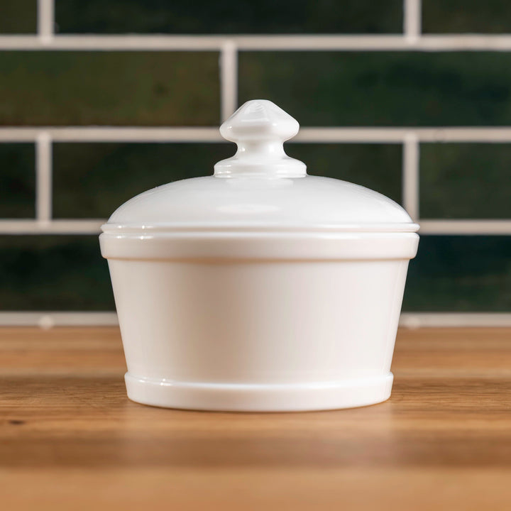 Milk Glass Butter Tub