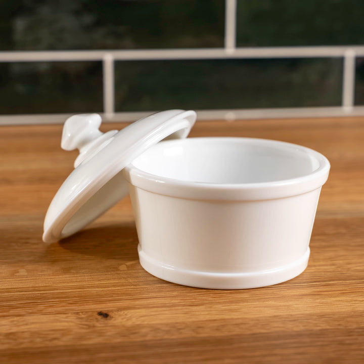 Milk Glass Butter Tub