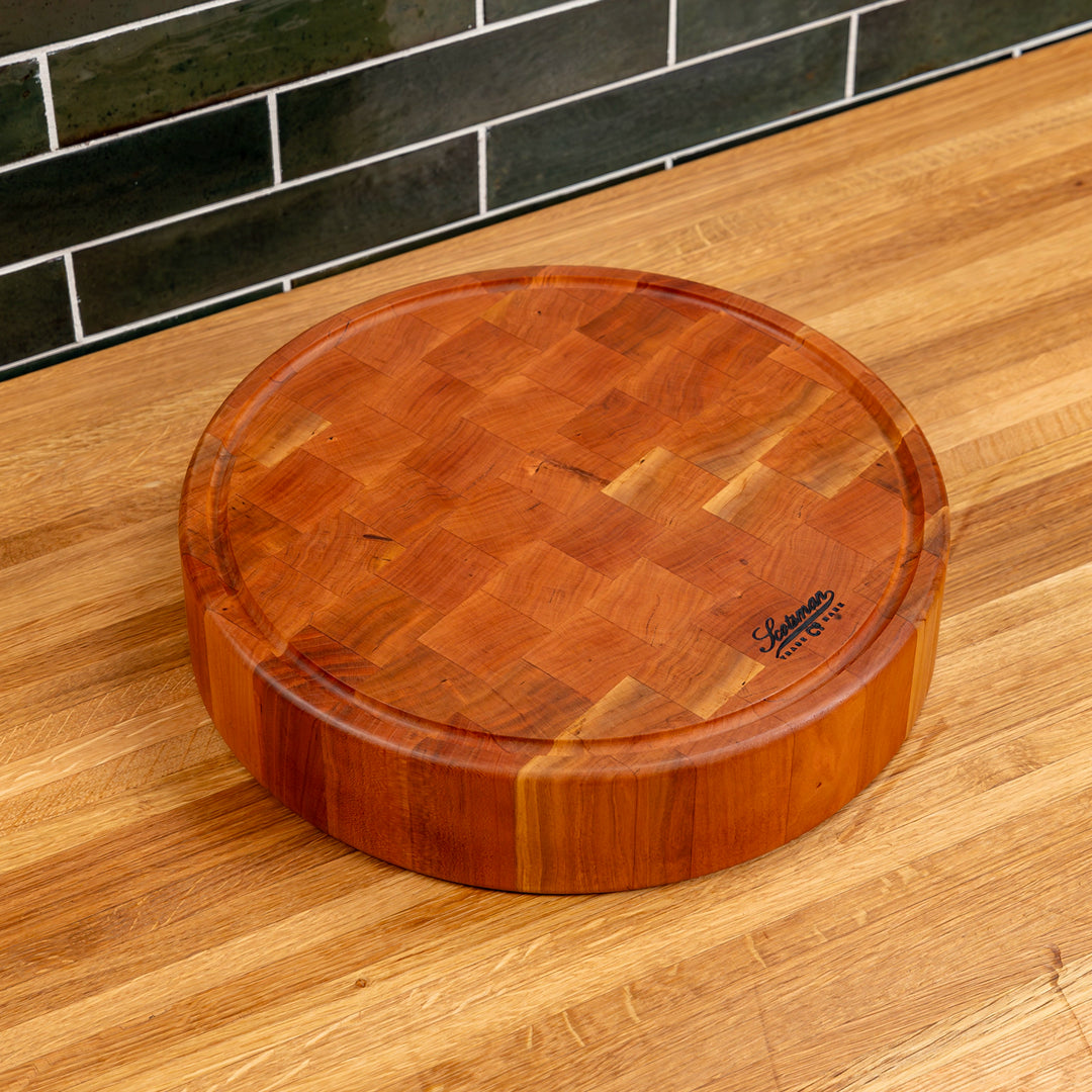 Block Rund Cherry End Grain Round Butcher Block with Juice Groove – Laurel Mercantile