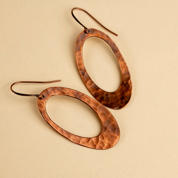 Novi Copper Open Oval Hoop Earrings