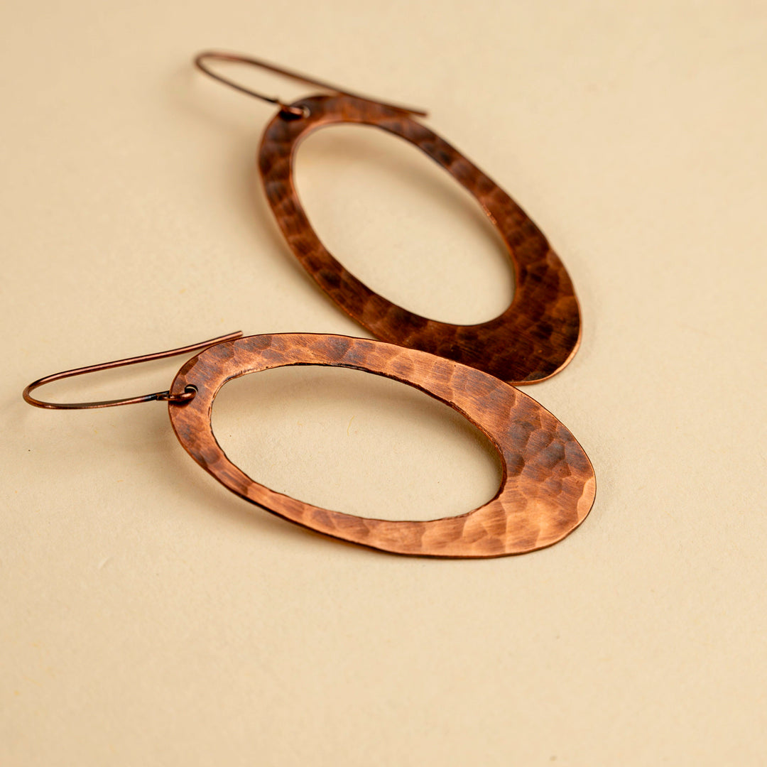 Novi Copper Open Oval Hoop Earrings