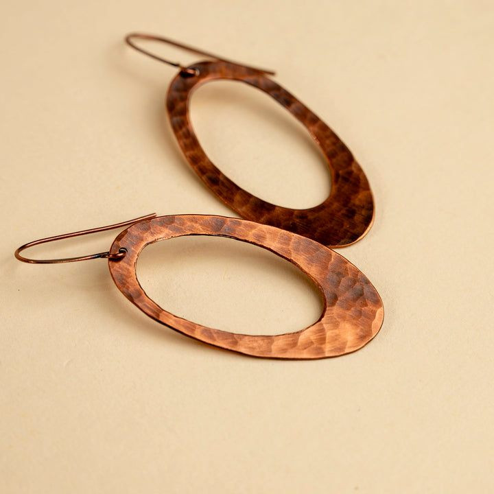 Novi Copper Open Oval Hoop Earrings