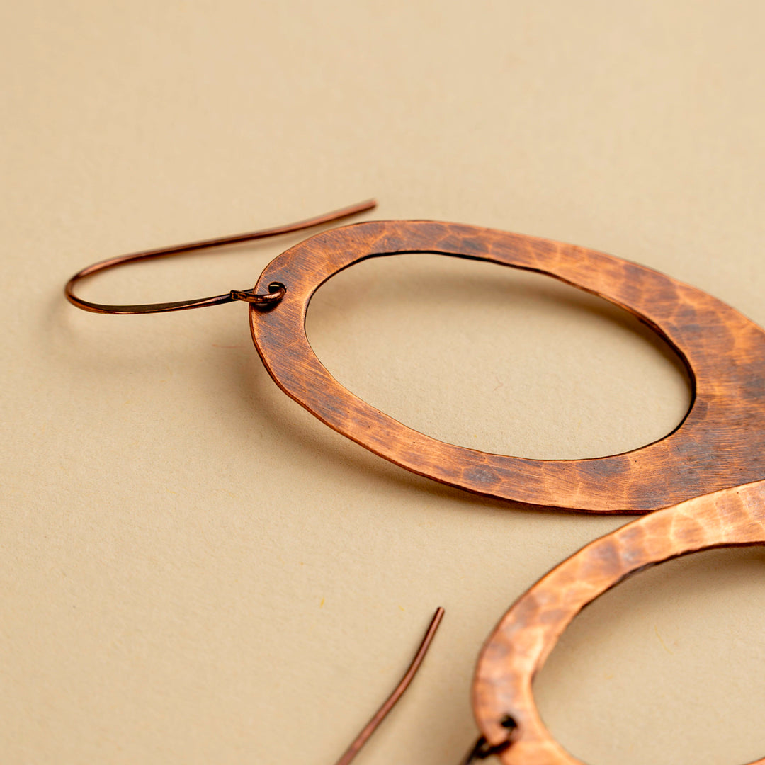 Novi Copper Open Oval Hoop Earrings