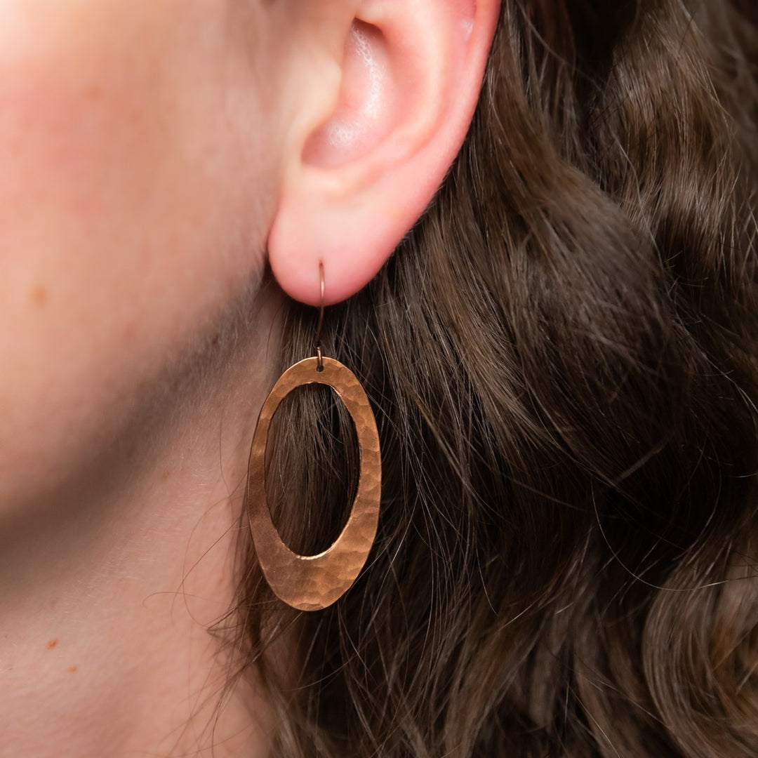 Novi Copper Open Oval Hoop Earrings