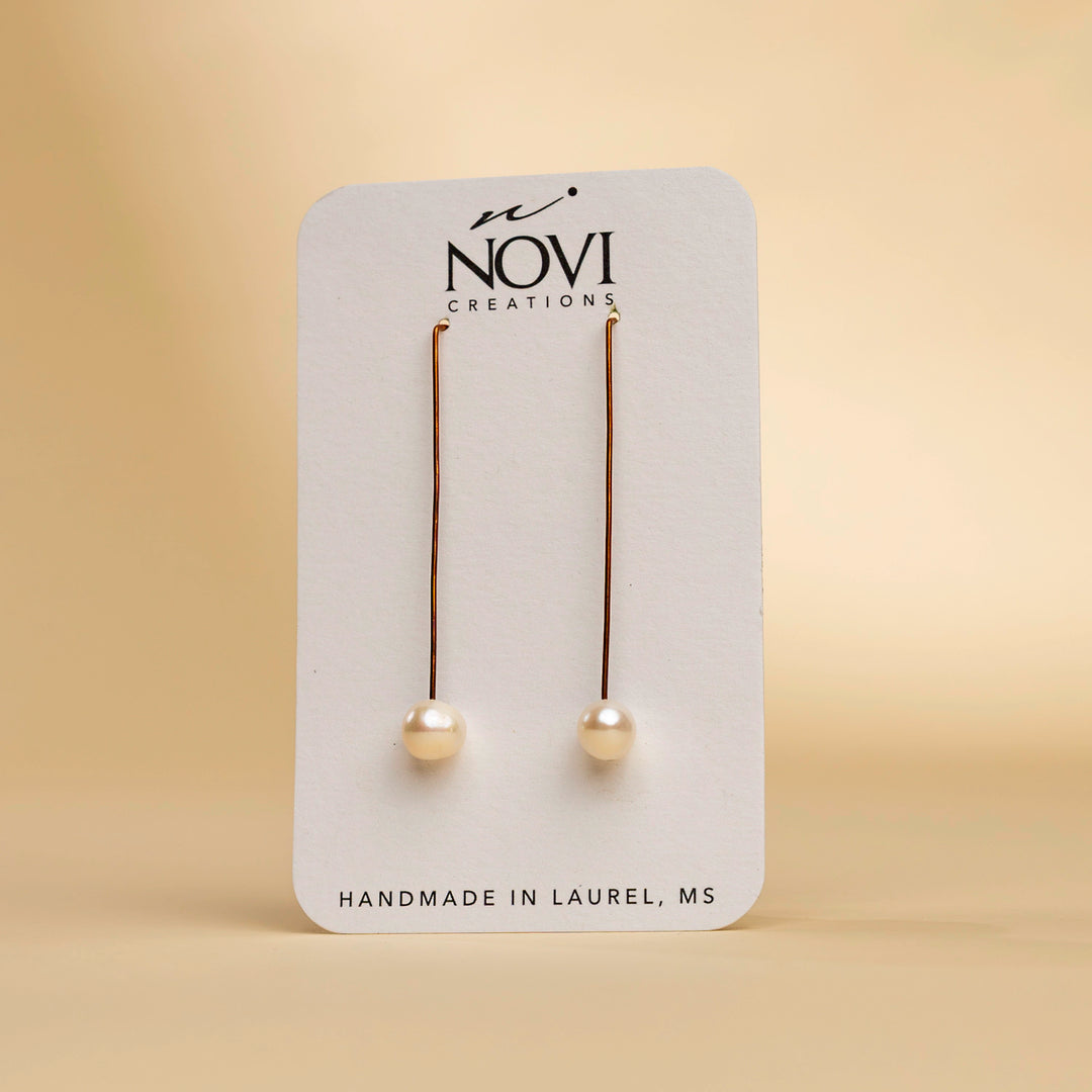 Novi Copper Threader with Freshwater Pearl Earrings