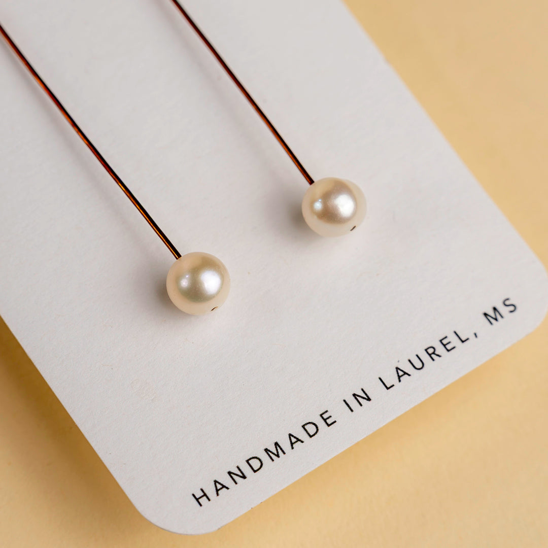 Novi Copper Threader with Freshwater Pearl Earrings