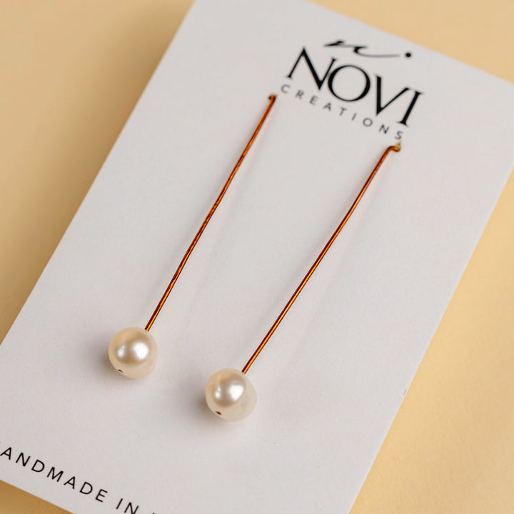 Novi Copper Threader with Freshwater Pearl Earrings