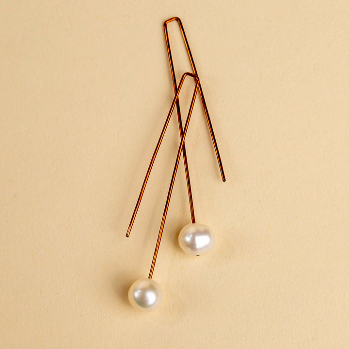 Novi Copper Threader with Freshwater Pearl Earrings