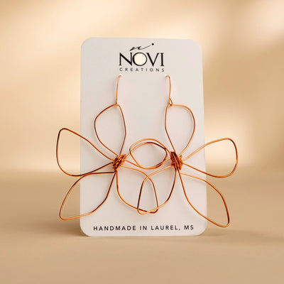 Novi Copper Wire Flower Earrings