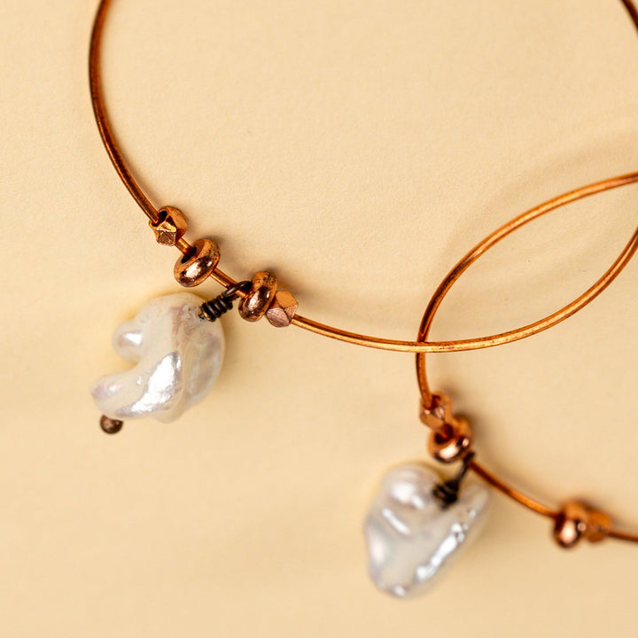 Novi Freshwater Pearl Nugget Copper Hoops