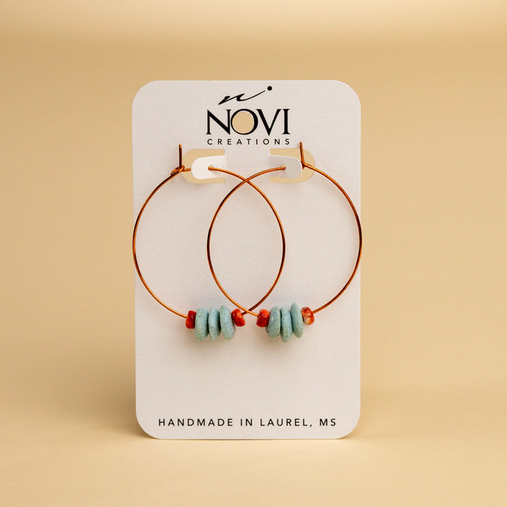 Novi Spiny Oyster and Glass Copper Hoops