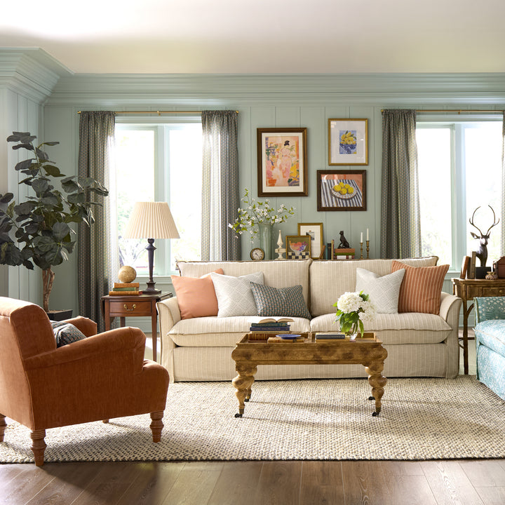 Oxford Sofa - Oatmeal Woven Stripe