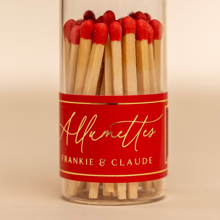 Red Mini Glass Match Jar