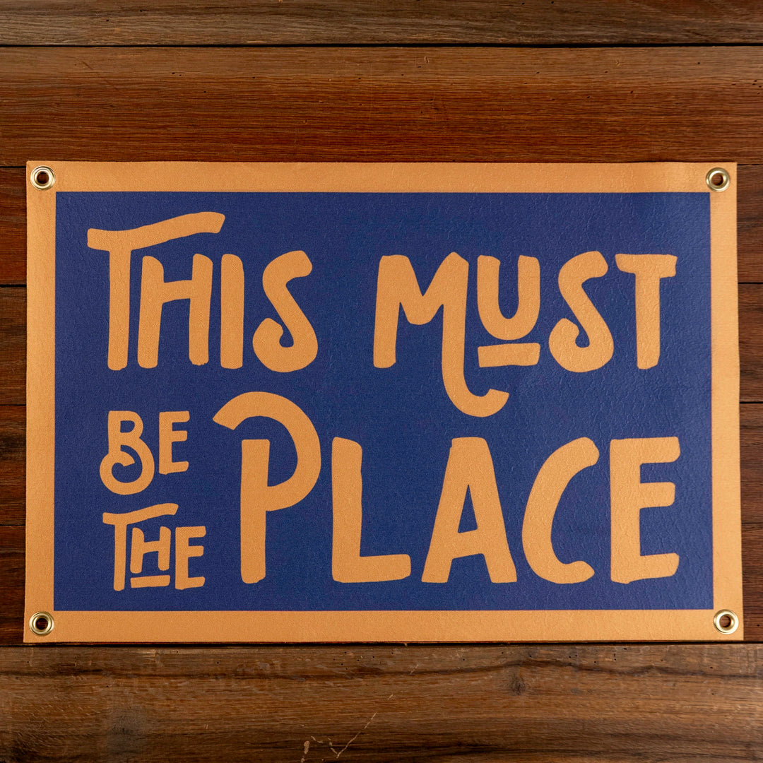 This Must Be The Place Felt Banner - Blue &amp; Gold
