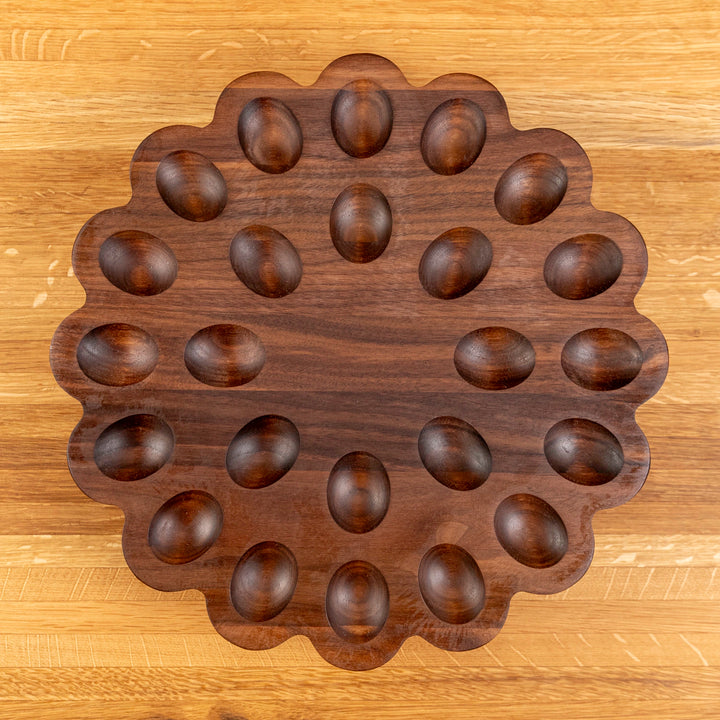 Walnut Scalloped Deviled Egg Tray