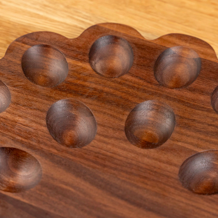 Walnut Scalloped Deviled Egg Tray