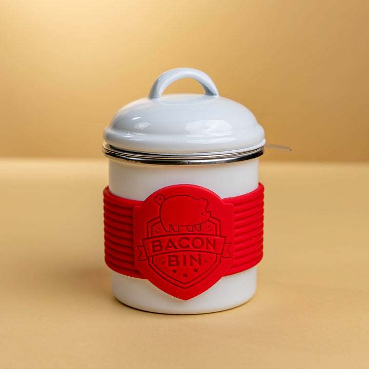 White Metal Bacon Bin Grease Holder