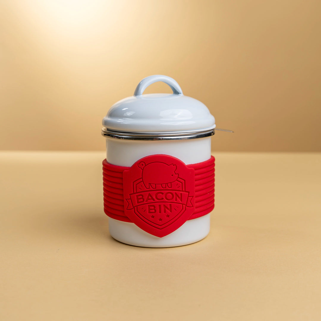 White Metal Bacon Bin Grease Holder