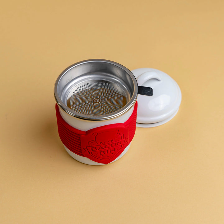 White Metal Bacon Bin Grease Holder