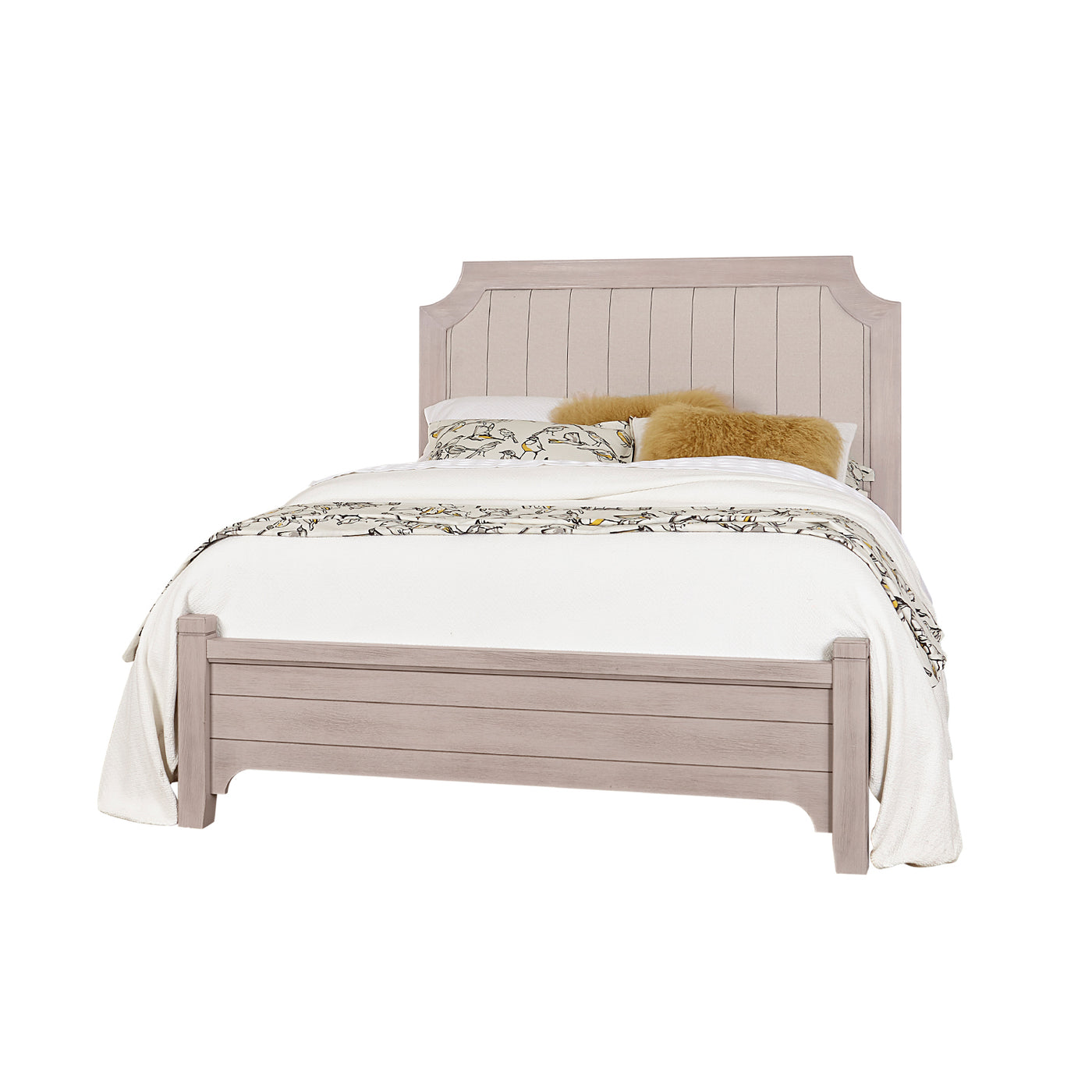 LMCo. Bungalow Collection Upholstered Bed with Low Profile Footboard - King and Queen