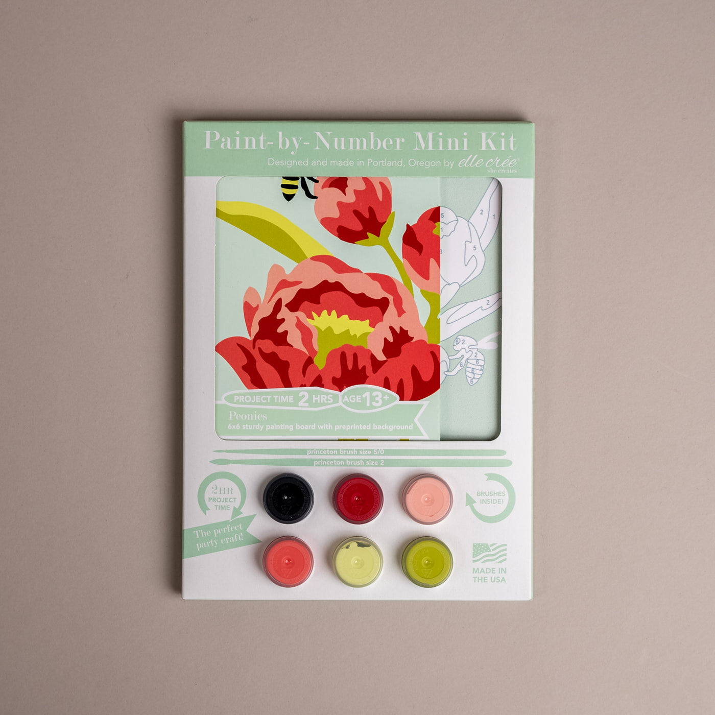 Peonies Mini Paint-by-Number Kit