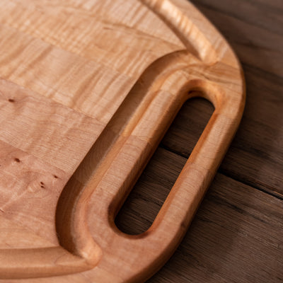Curly Maple Oval Grilling Board with Handles