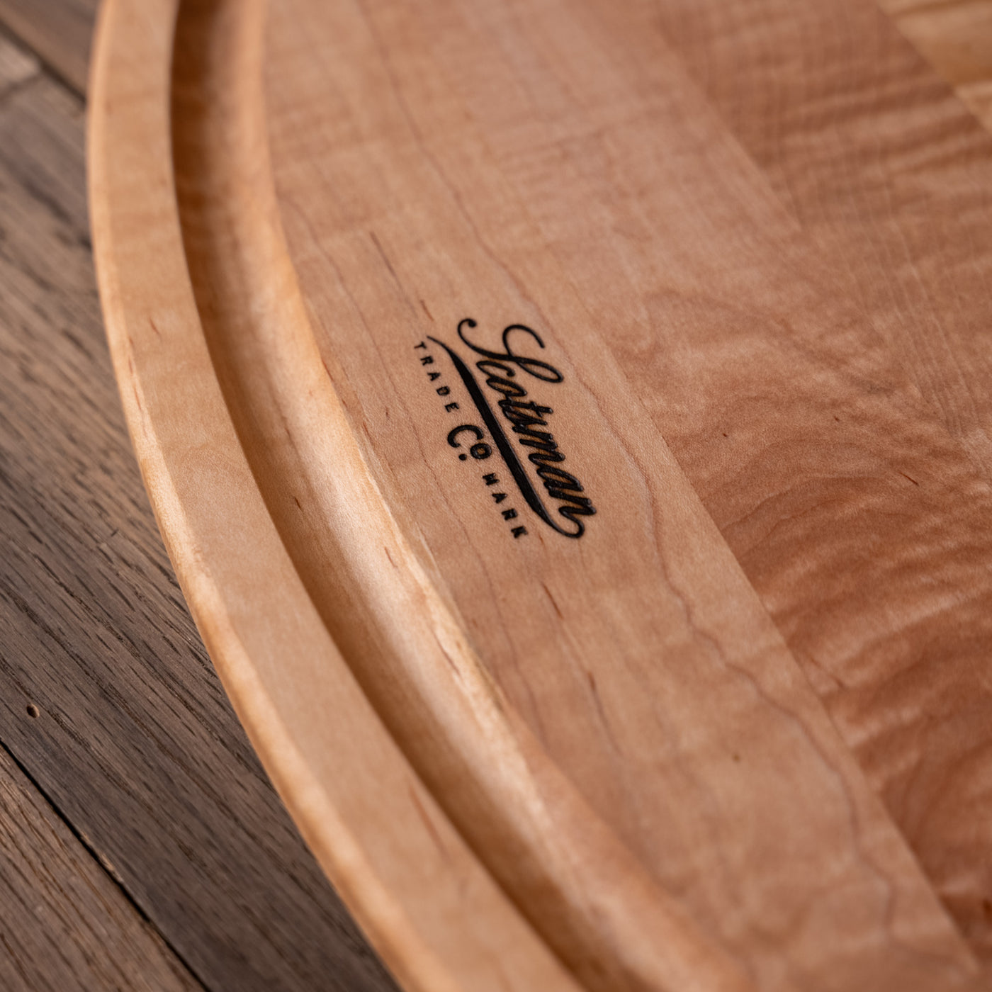 Curly Maple Oval Grilling Board with Handles