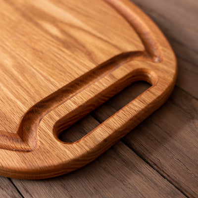 Red Oak Oval Grilling Board with Handles