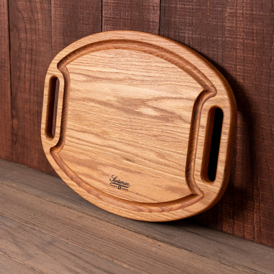Red Oak Oval Grilling Board with Handles