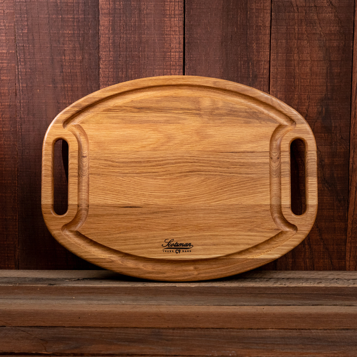 White Oak Oval Grilling Board with Handles