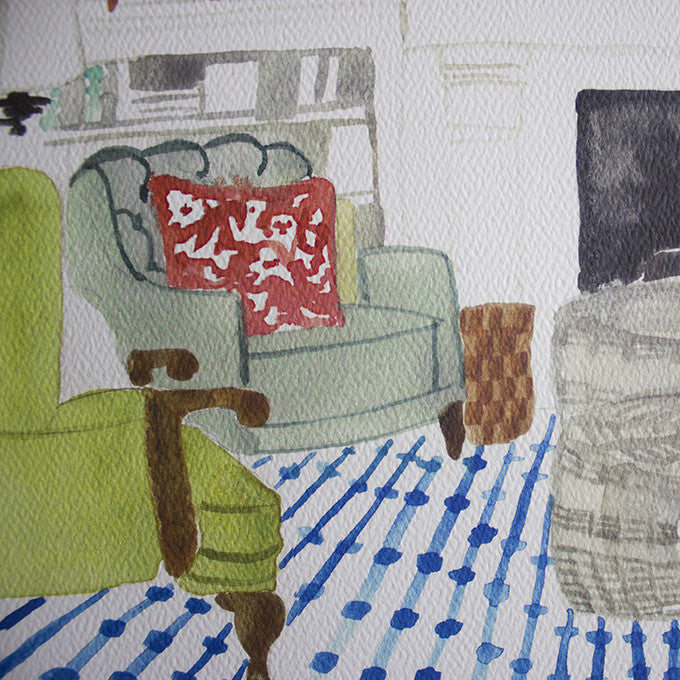Living Room Watercolor (14" X 11")