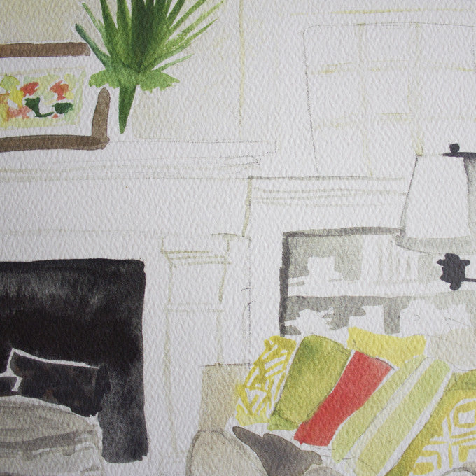 Living Room Watercolor (14" X 11")